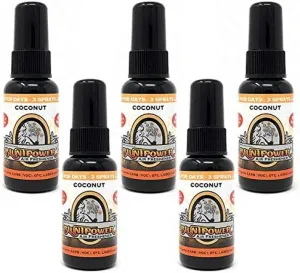 BluntPower (Coconut Vanilla, 5 Pack) Concentrated Air Freshener - Premium Oil Based Air Freshener Spray For Home and Car - Long-Lasting Bathroom Spray, Car Freshener, & Odor Eliminator Spray
