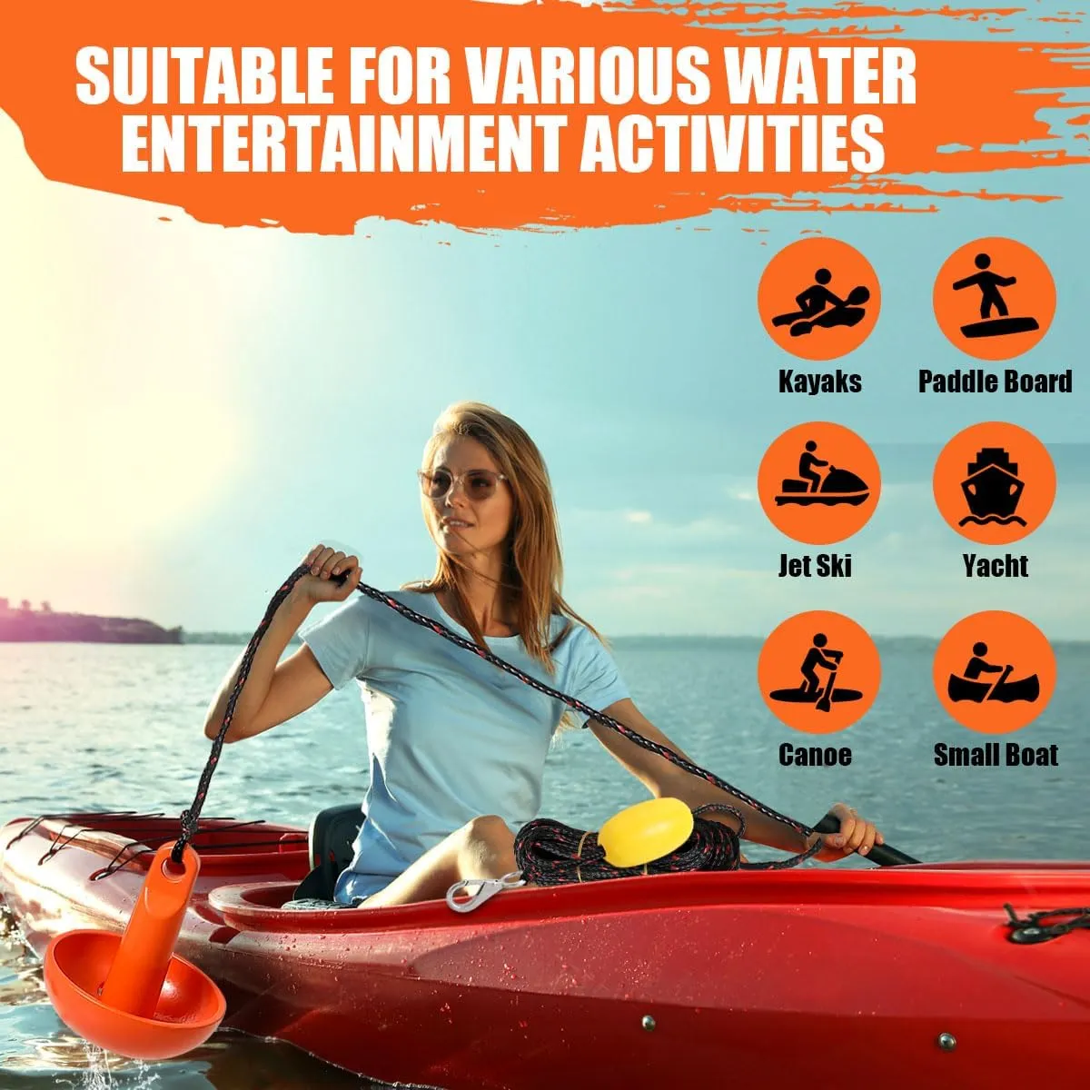 Boat Kayak Anchor Kit 40ft Rope & Storage Bag - Accessories for Kayaks, Canoes, SUP Boards, Small Boats, Jet Skis & PWCs