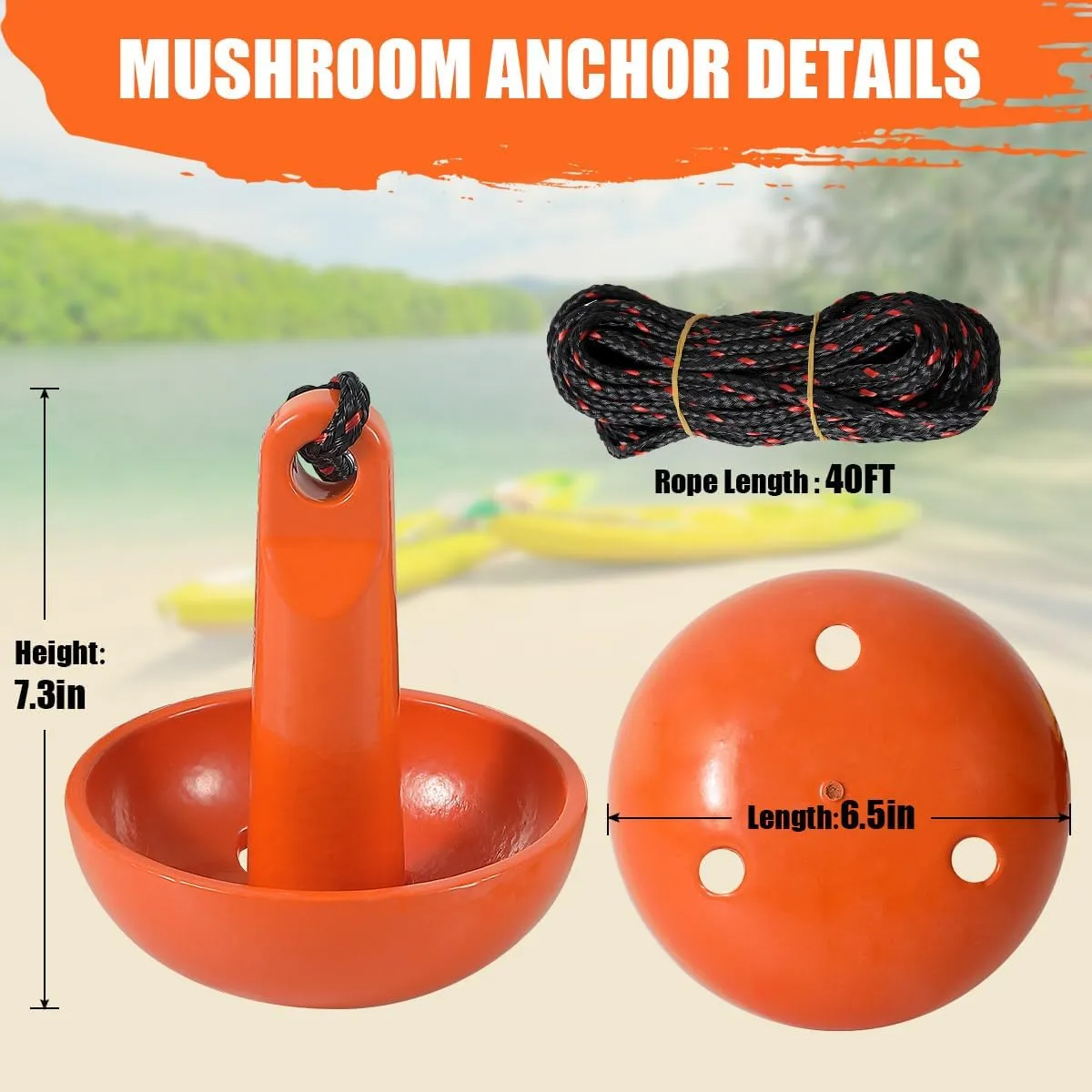 Boat Kayak Anchor Kit 40ft Rope & Storage Bag - Accessories for Kayaks, Canoes, SUP Boards, Small Boats, Jet Skis & PWCs
