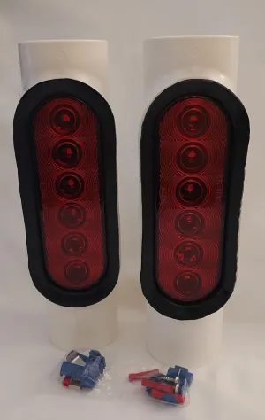 Boat Trailer Waterproof Submersible LED 6 diode Pipe Light Kit for Guide Poles Provides Stop, Turn, Tail Light Functions. DOT Approved.