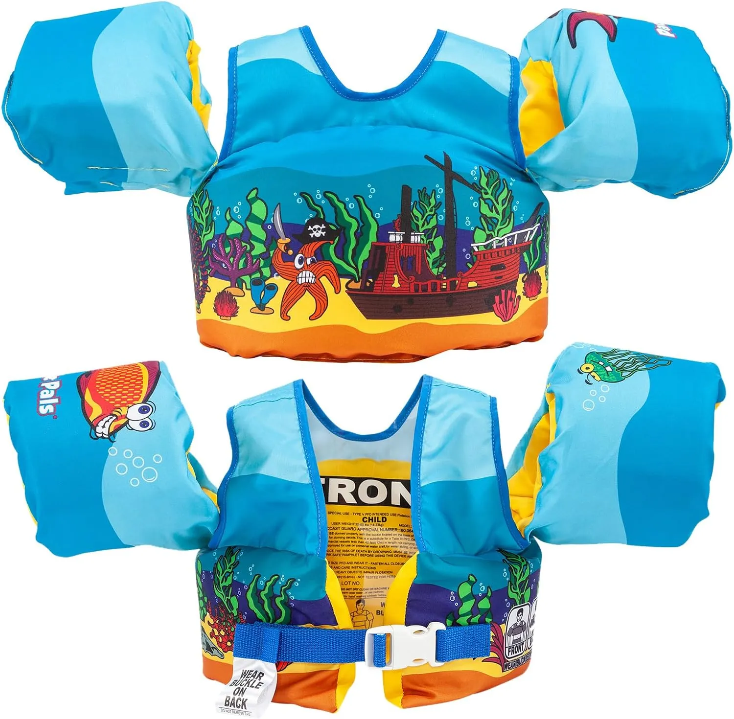 Body Glove Paddle Pals Learn to Swim Coast Guard Approved Kids Life Jacket PFD