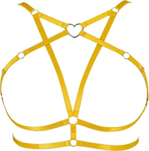 Body Harness Plus Size Pentagram Heart-Shaped Tops Full Cage Hollow Out Bra Women Punk Goth Festival Rave Clothing