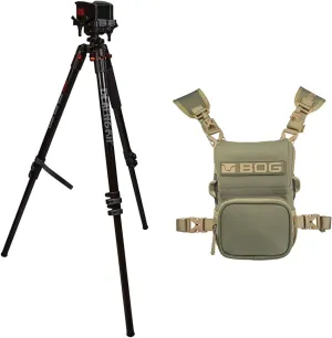 BOG DeathGrip Aluminum Tripod Lightweight, Stable, Bubble Level, Adjustable Legs, and Hands-Free Operation   BOG Vigilant Bino Bivy Adjustable and Detachable Padded Harness, for Hunting, Shooting