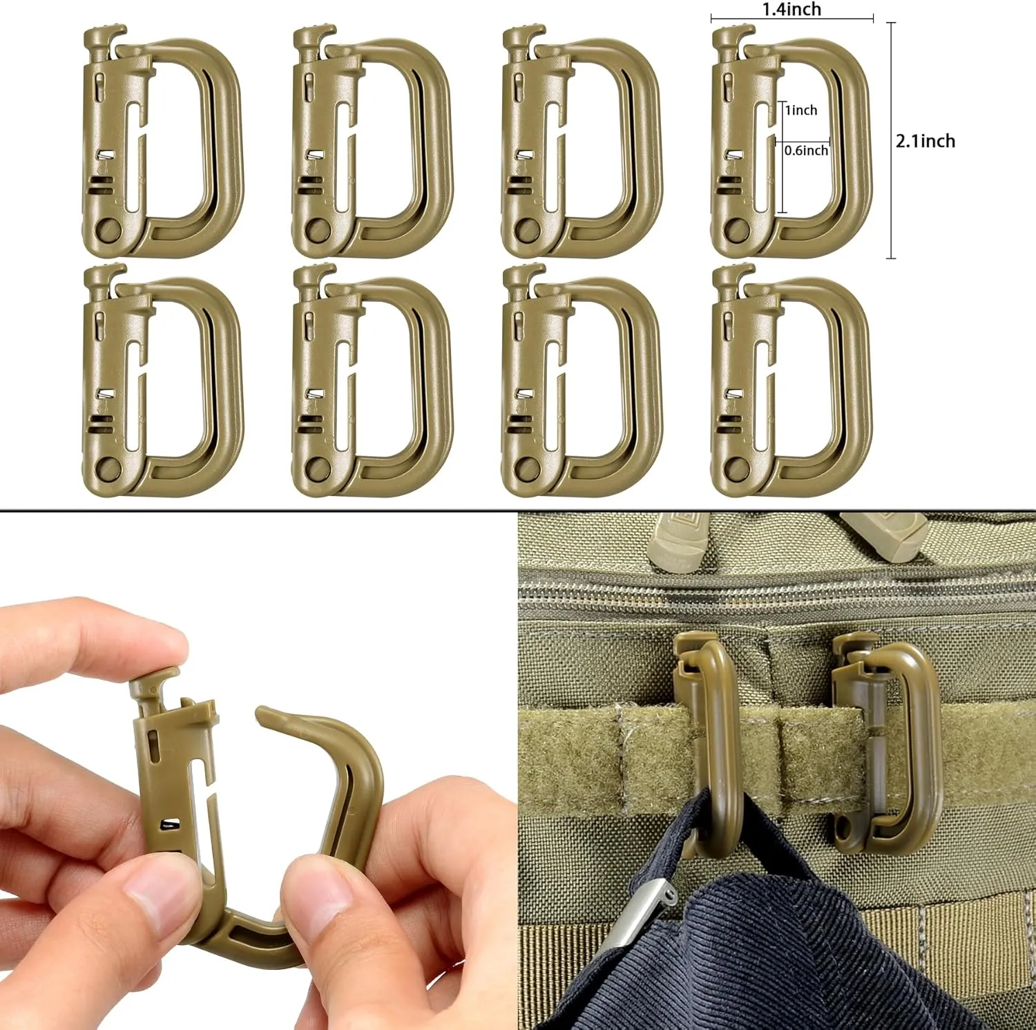 BOOSTEADY 36PCS Attachments for Tactical Backpack Vest Belt,D-Ring Grimloc Locking Gear Clip, Web Dominator Elastic Strings, Strap Management Tool Buckle,Hydration Tube Clips,Key Ring,MOLLE Bag