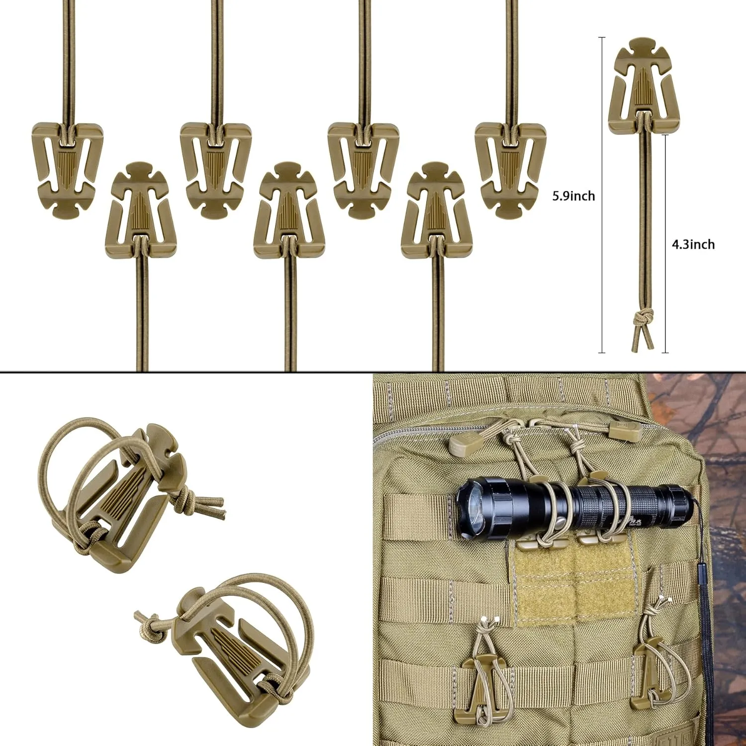 BOOSTEADY 36PCS Attachments for Tactical Backpack Vest Belt,D-Ring Grimloc Locking Gear Clip, Web Dominator Elastic Strings, Strap Management Tool Buckle,Hydration Tube Clips,Key Ring,MOLLE Bag