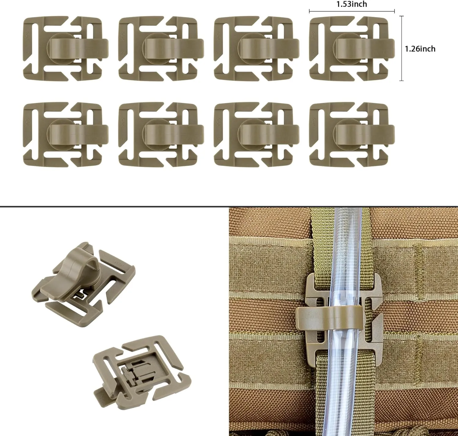 BOOSTEADY 36PCS Attachments for Tactical Backpack Vest Belt,D-Ring Grimloc Locking Gear Clip, Web Dominator Elastic Strings, Strap Management Tool Buckle,Hydration Tube Clips,Key Ring,MOLLE Bag