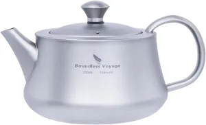 Boundless Voyage Titanium Kung Fu Tea Set with 3 Teacups Portable Camping Kettle Reusable Travel Coffee Tea Cup Set (Ti3118D-300ml)