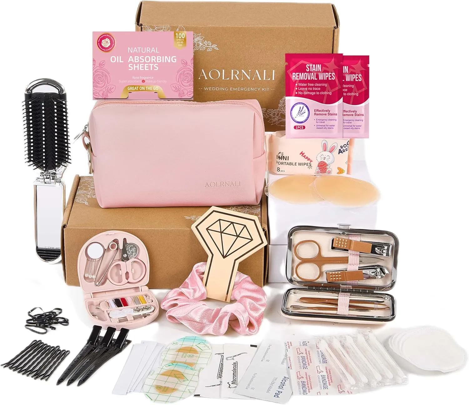 Bridal Emergency Kit for Wedding Day, Wedding Essentials Survival Set for Team Bride, Must-Have 30  Essentials Travel Kit with Makeup Bag