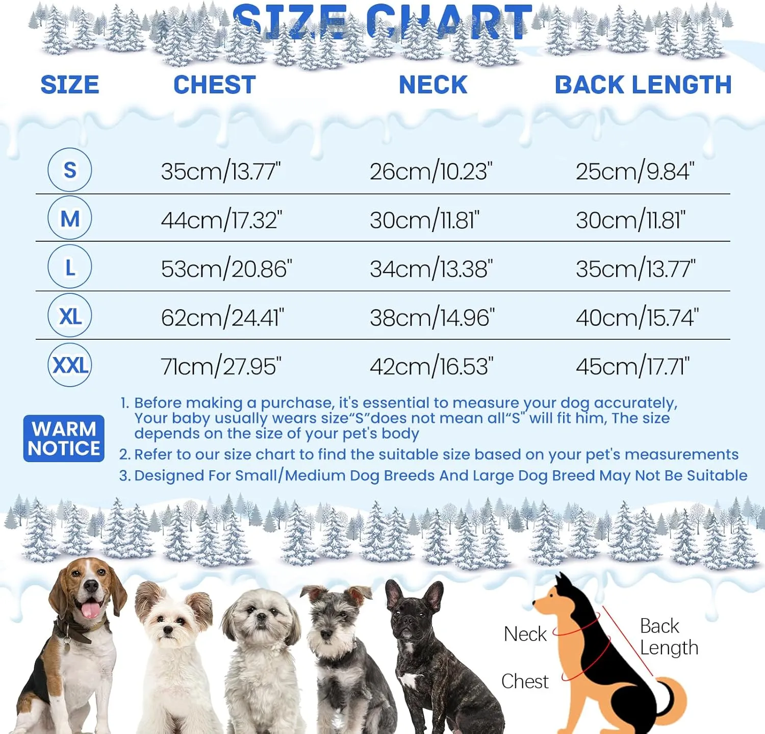 BRKURLEG Blue Dog Winter Coat, Cozy Winter Dog Jackets, Dog Coat with Harness, Onesie Body Warm Dog Christmas Coats, Pet Reflective Windproof Warm Cold Weather Jacket, Dog Four-Legged Puffer Coat L