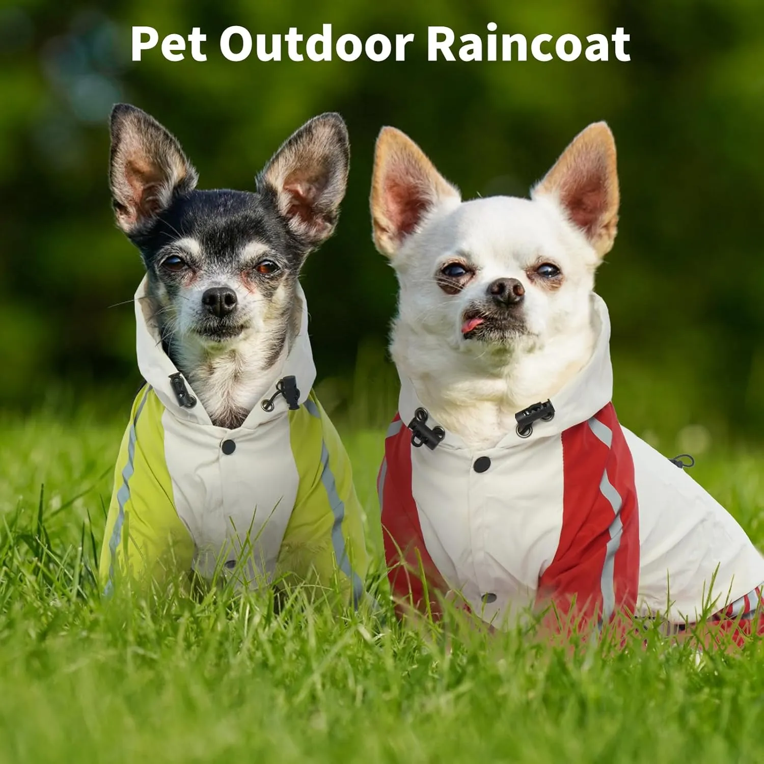 BRKURLEG Dog Raincoat Reflective Pet Poncho for Small Dogs Boy Girl, Pet Waterproof Rainproof Jacket with Leash Hole, 4 Legs Dog Rain Jacket, Lightweight Waterproof Jacket, Red XL