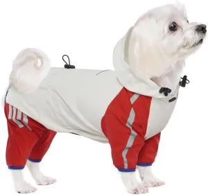 BRKURLEG Dog Raincoat Reflective Pet Poncho for Small Dogs Boy Girl, Pet Waterproof Rainproof Jacket with Leash Hole, 4 Legs Dog Rain Jacket, Lightweight Waterproof Jacket, Red XL