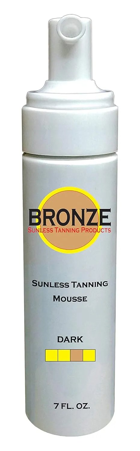 BRONZE - Sunless Self Tanning Foam Mousse - DARK - 7 oz   INCLUDES: Applicator Mitt, Application Gloves and Best Fake Tanner Lotion Spray Sample – Gorgeous, Natural Looking Tan Lasts 7 Days