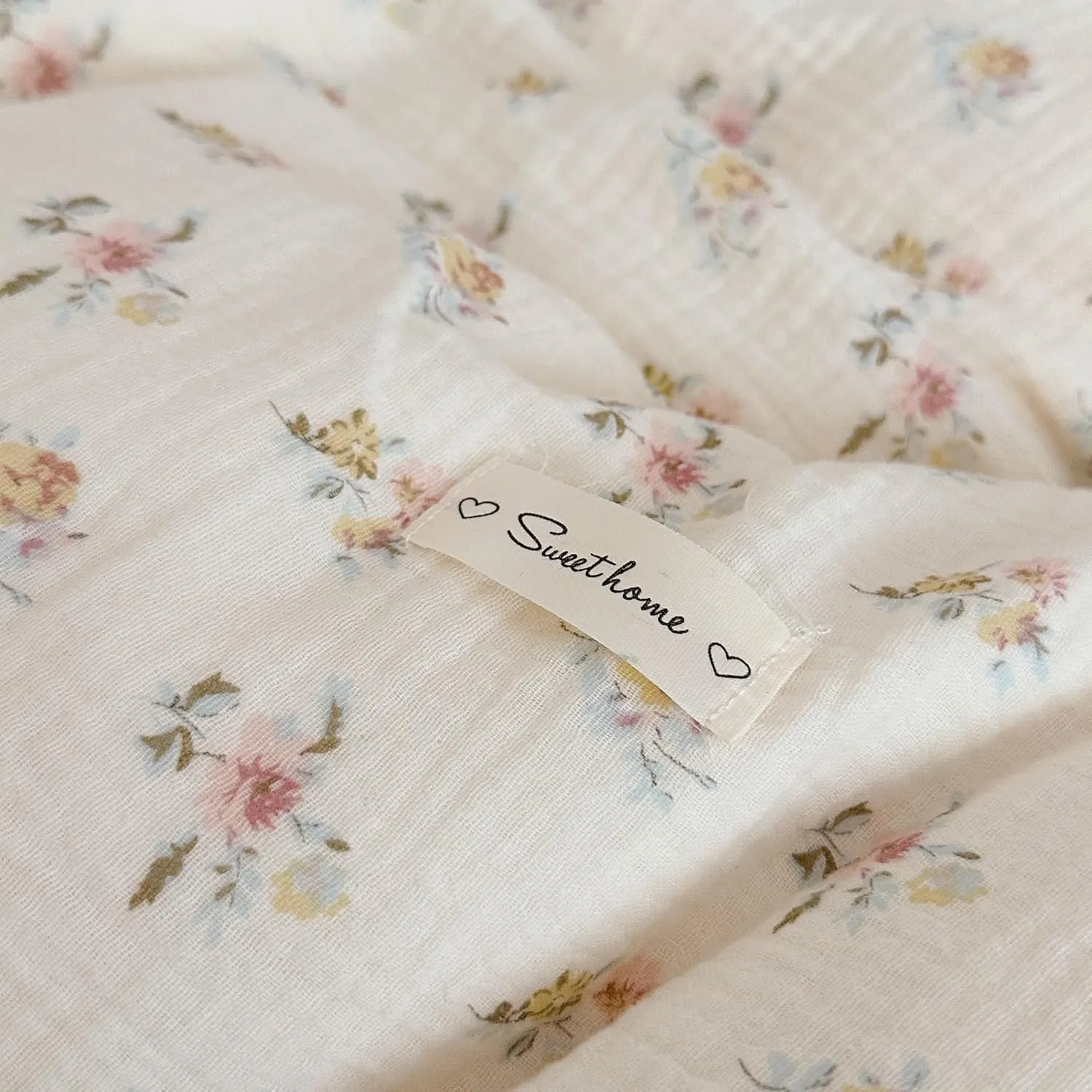BuLuTu Cotton Muslin Kids Toddler Pillowcase with Cute Azalea Flowers Pattern Super Soft Crib Nursery Pillowcase for Boys,Girls,Bedding Decor Machine Washable, Durable Pillowcase,1 Piece,Standard