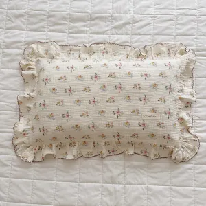 BuLuTu Cotton Muslin Kids Toddler Pillowcase with Cute Azalea Flowers Pattern Super Soft Crib Nursery Pillowcase for Boys,Girls,Bedding Decor Machine Washable, Durable Pillowcase,1 Piece,Standard