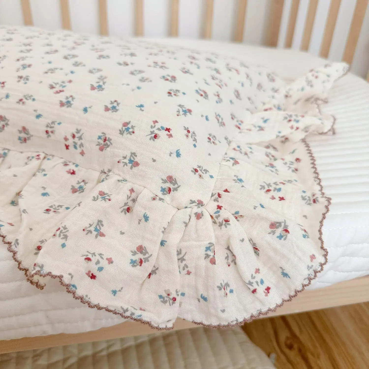 BuLuTu Girls Boys Kids Pillowcase Standard Size, Floral Pattern, 18"x28", 1 pc, Soft Breathable Muslin Cotton Toddler Bed Pillow Cases Kids Bedding Room Decor, Envelope Closure