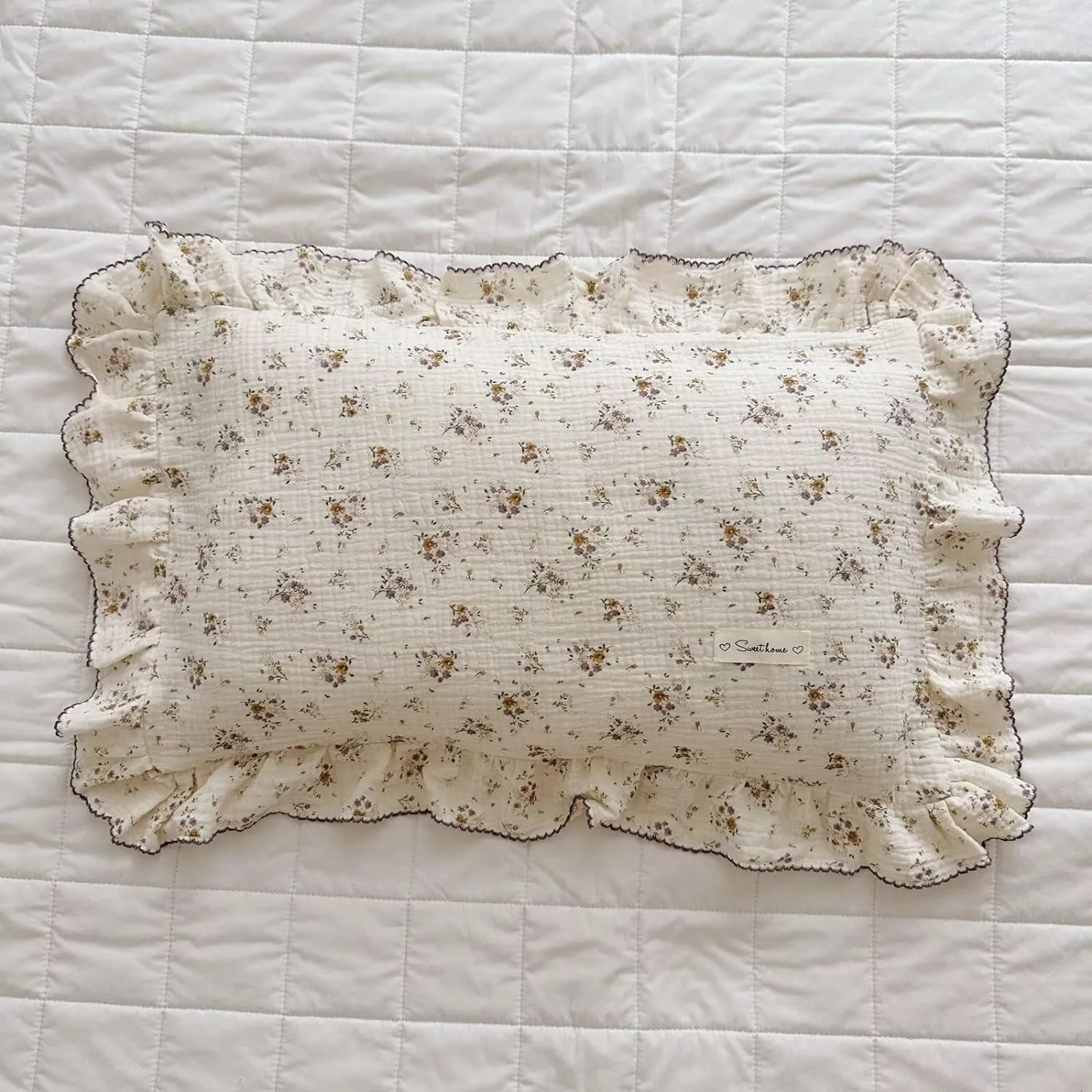 BuLuTu Shabby Chic Floral Toddler Pillow Cases Muslin Standard Size Pillowcases for Girls Kids Nursery Pillow Cover for Toddler Bed, Envelope Closure,1 Piece, Crapemyrtle Pattern, 28"x18"