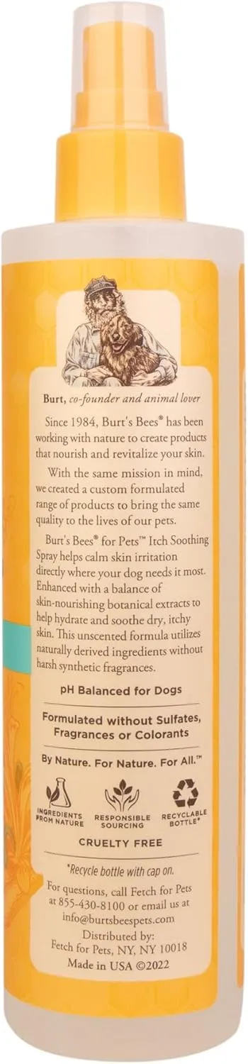 Burt's Bees for Pets Itch Soothing Spray with Honeysuckle, 95% Natural Origin Formulas, Dog Spritz for Itchy Dogs, Skin Relief, 6pk, 10oz