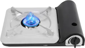 Butane Camping Stove with Portable Case, Countertop Gas Heater for Outdoor Cooking Camping Ice Fishing Hiking Hunting Survival Emergency Patio (Black)