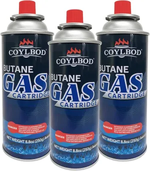 Butane Gas, Butane Fuel Canister, 99.99% Pure Butane Canister with Explosion Proof - RVR System, Butane Fuel for Camping Stove, Kitchen Torch Head(3 Can)
