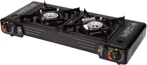 Butane Gas Stove Double Burner 16,000 Total BTU - Outdoor Camping Cookouts Tailgating Barbeque