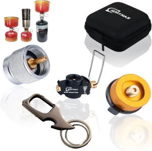 Butane Refill Adapter Gas/Isobutane Refill Adapter with Exhaust Air Pressure Button Very Money Saving Isobutane Fuel Canister/ 8 OZ Butane & Propane Tank 16 OZ (4PCS B)
