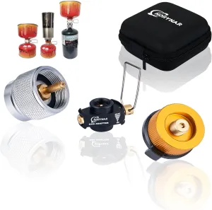 Butane Refill Adapter Isobutane Fuel Canister Isobutane Canister Butane Propane adapter with Exhaust Air Pressure Button/Great for jetboil fuel Canister/Backpacking Camping Stove Adapter
