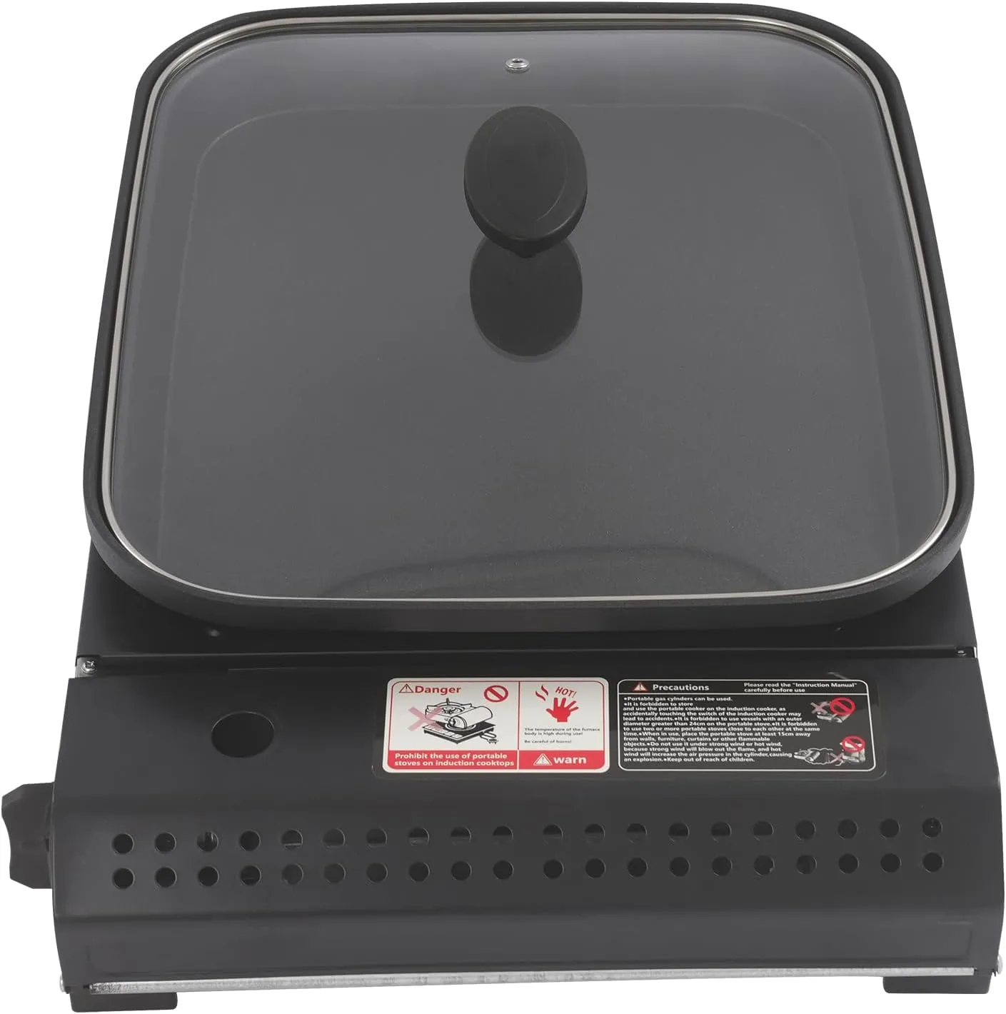 Butane Stove with Grill Pan, Portable Butane Gas Grill Stove Stainless Steel Camping Gas Stove for Outdoor Camping RV Beach (17.71 * 12 * 3.34in)