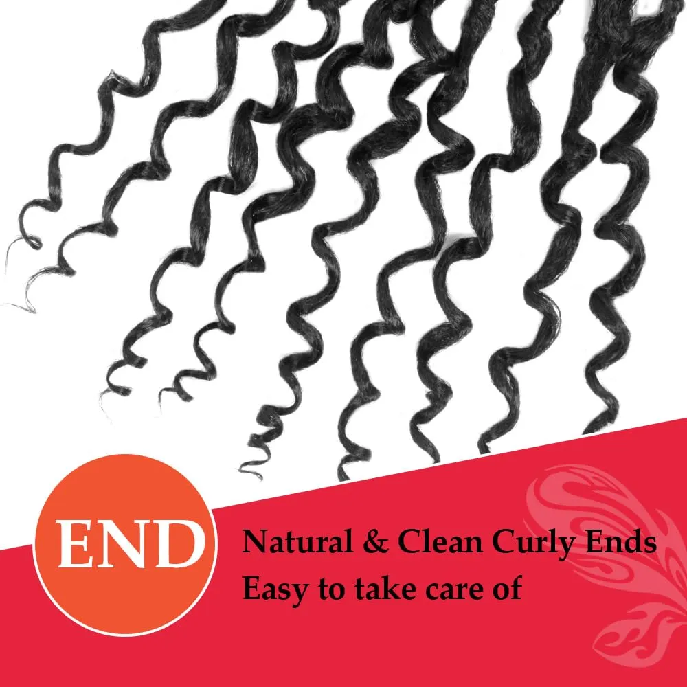 Butterfly Locs Crochet Hair with Curly Ends 30 Inch, 6 Packs Boho Distressed Locs Hair Extensions, Bohemian Goddess Faux Butterfly Braids Can be Used for Wigs (1B, Natural Black)