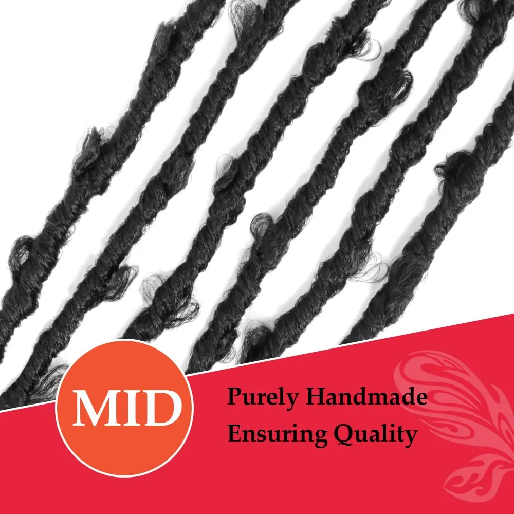 Butterfly Locs Crochet Hair with Curly Ends 30 Inch, 6 Packs Boho Distressed Locs Hair Extensions, Bohemian Goddess Faux Butterfly Braids Can be Used for Wigs (1B, Natural Black)