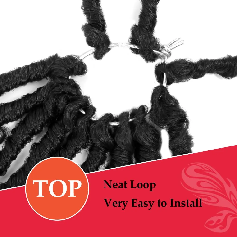 Butterfly Locs Crochet Hair with Curly Ends 30 Inch, 6 Packs Boho Distressed Locs Hair Extensions, Bohemian Goddess Faux Butterfly Braids Can be Used for Wigs (1B, Natural Black)