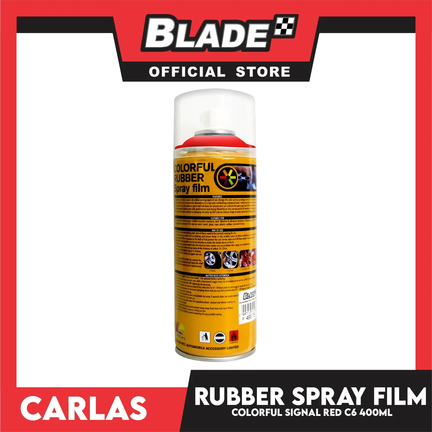 Buy 3 Take 1 Free! Carlas Colorful Rubber Spray Film 400ml (Signal Red)