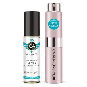 CA Perfume Duo Impression of Silver Mountain For Women Eau de Parfum Refillable Atomizer Sprayer   Fragrance Body Oil Long Lasting Sample Travel Size Roll-On Bottle 0.27 Fl Oz 0.33 Fl Oz