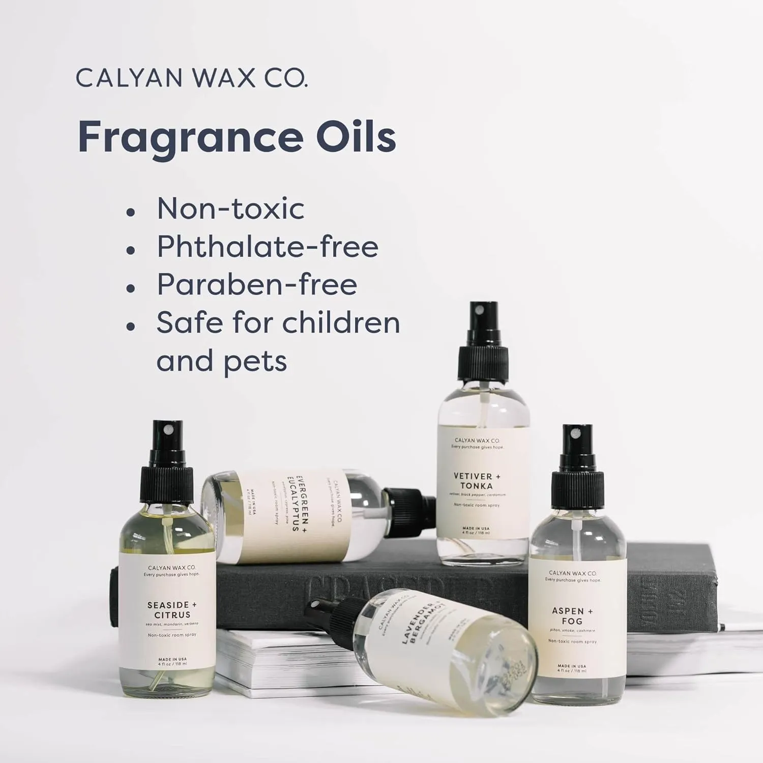 Calyan Wax Co. Non Toxic Room Spray, Aspen   Fog Air Freshener, Non Aerosol Natural Room Mist, Aromatherapy Spray with Essential Oils, 4fl oz