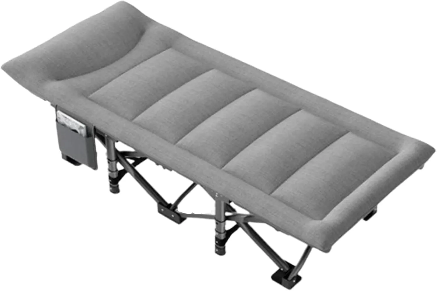 Camp Bed for Adults with Soft Cushion and 3D Memory Headrest, Portable Folding Cot for Sleeping, Lightweight Tent Cot with Storage Backpack Supports 160kg(Gray)