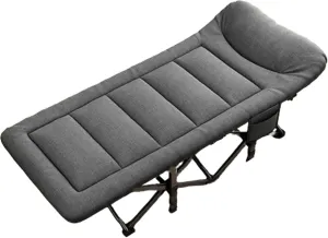 Camp Bed for Adults with Soft Cushion and 3D Memory Headrest, Portable Folding Cot for Sleeping, Lightweight Tent Cot with Storage Backpack Supports 160kg(Multi-Colored)