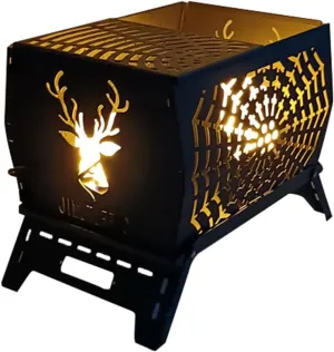 Campfire Stand Portable Wood Burning Camp Stove Carbon Steel Folding Firewood Stove for Outdoors Cooking Camping Picnic Backpacking Hiking,Camping Wood Stove