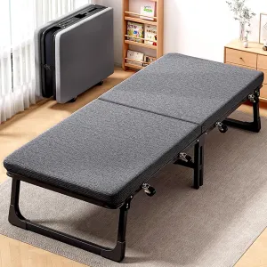 Camping Beds for Adults Camping Cot W/Mat Metal Frame Camping Cot with Thick Pad Folding Guest Bed Easy to Store Foldable Fold Up Guest Bed for Home Office Nap Beach Travel(183x80x37cm)
