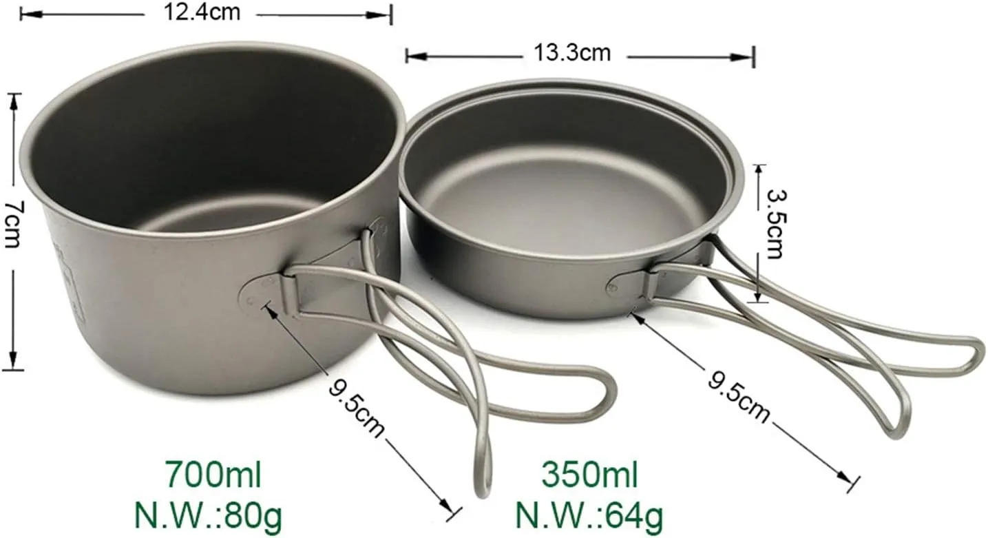 Camping Cookware Camping Cookware Kit for 1-2 People Lightweight Pots Pan Set with Stainless Steel for Camping Backpacking Outdoor Cooking and Picnic Outdoor Camping Cookware (Black 1)