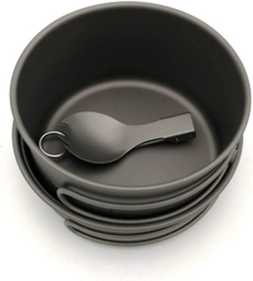 Camping Cookware Camping Cookware Kit for 1-2 People Lightweight Pots Pan Set with Stainless Steel for Camping Backpacking Outdoor Cooking and Picnic Outdoor Camping Cookware (Black 1)