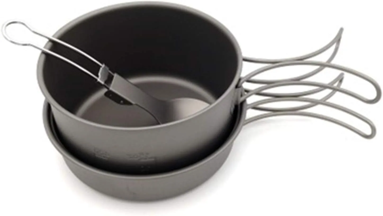 Camping Cookware Camping Cookware Kit for 1-2 People Lightweight Pots Pan Set with Stainless Steel for Camping Backpacking Outdoor Cooking and Picnic Outdoor Camping Cookware (Black 1)