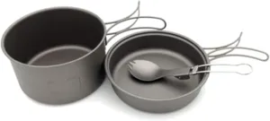 Camping Cookware Camping Cookware Kit for 1-2 People Lightweight Pots Pan Set with Stainless Steel for Camping Backpacking Outdoor Cooking and Picnic Outdoor Camping Cookware (Black 1)