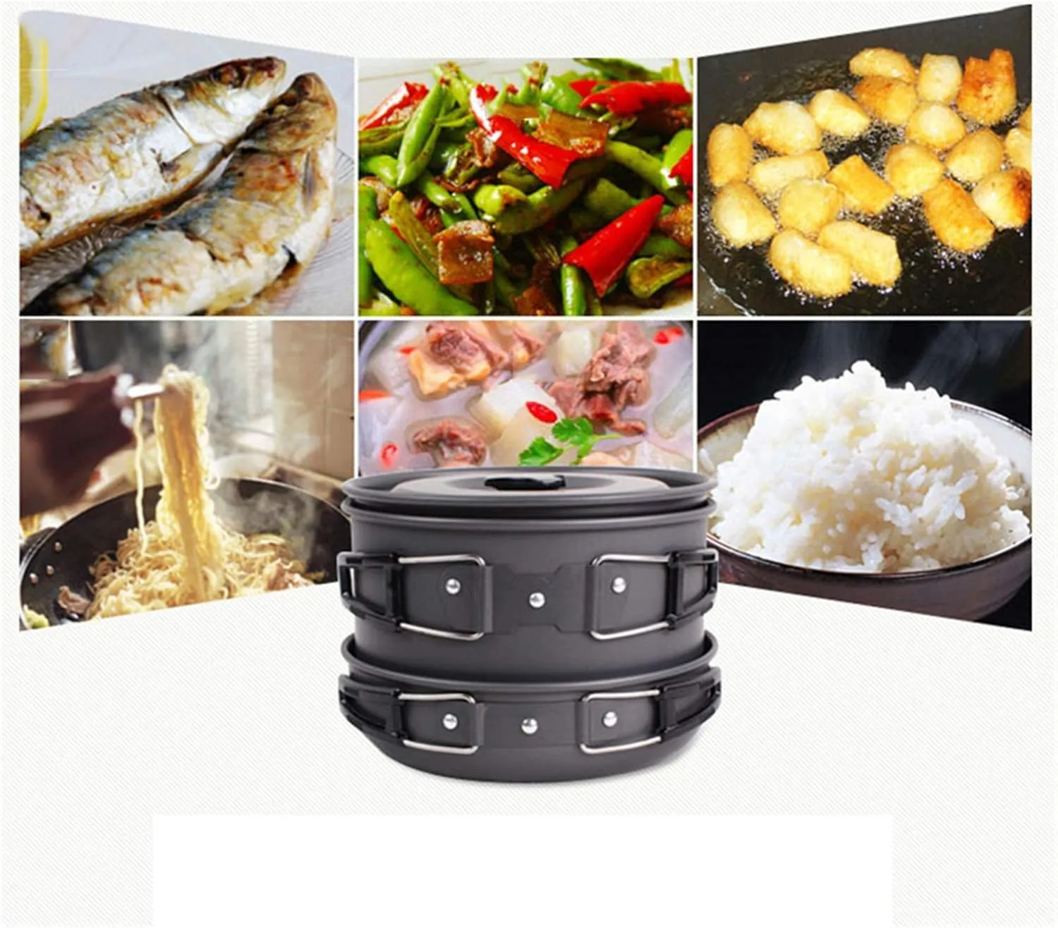 Camping Cookware Camping Cookware Kit Outdoor Cooking Set for 4 to 5 People Non Stick Folding Camping Pans and Pots Camping Hiking Picnic BBQ Outdoor Camping Cookware (Black 4)