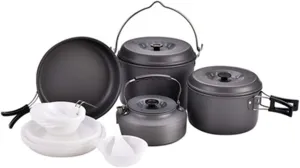 Camping Cookware Camping Pot Cookware Portable Cooking Pot for Outdoor Camping Hiking Outdoor Camping Cookware (Color : Black, Size : 7-8 People) (Black 7)