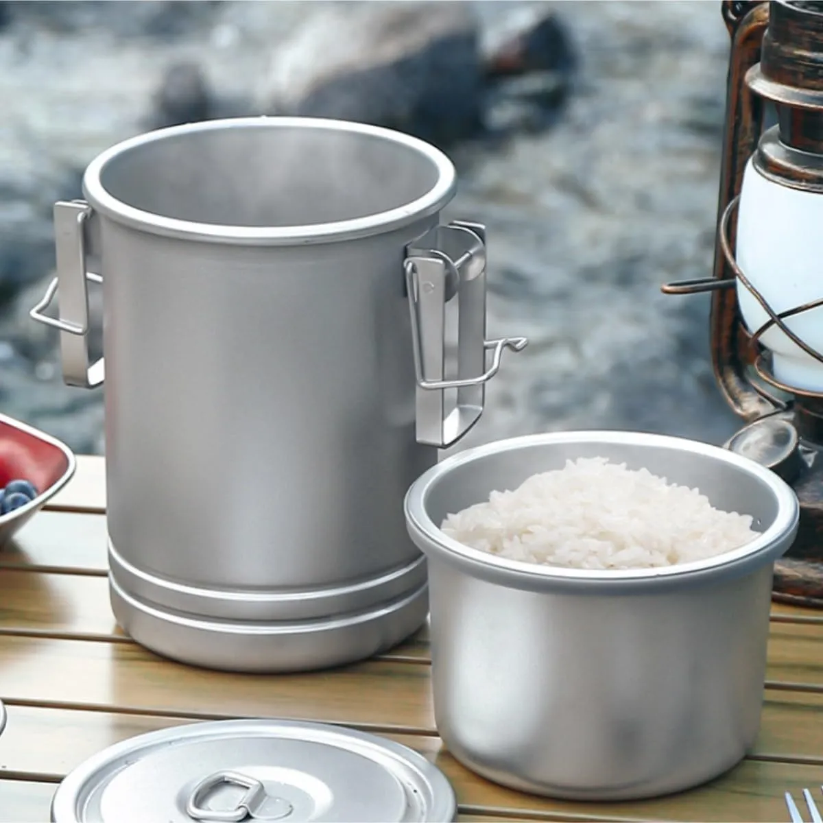Camping Cookware, Camping Pot Outdoor Cooking Tool Multi-Function Steamer Portable Camping Cooker Pot Portable Stove