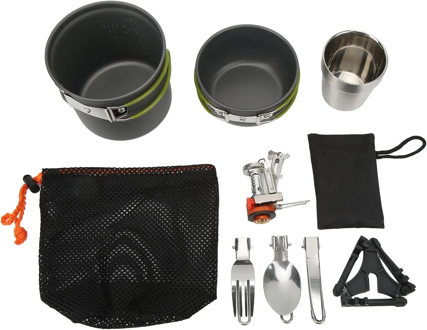 Camping Cookware Set Multifunctional Outdoor Portable Picnic Cooking Stove Pot Folding Spoon Fork Set Lightweight Durable Aluminum Alloy for Camping Hiking