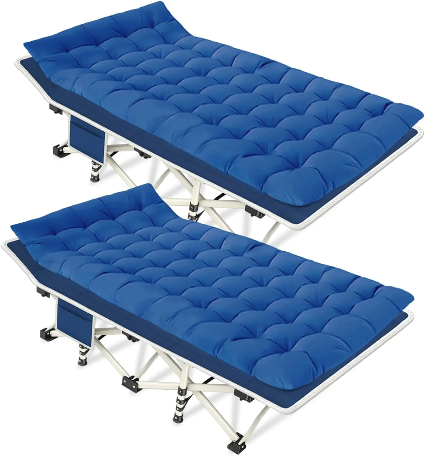 Camping Cot 2 Pack with Comfortable Mattress Cots for Sleeping with Pad Heavy Duty Camping Bed 2 Person Sleeping Cot Include Carry Bag Camping Cots for Adults Vacation Outdoor