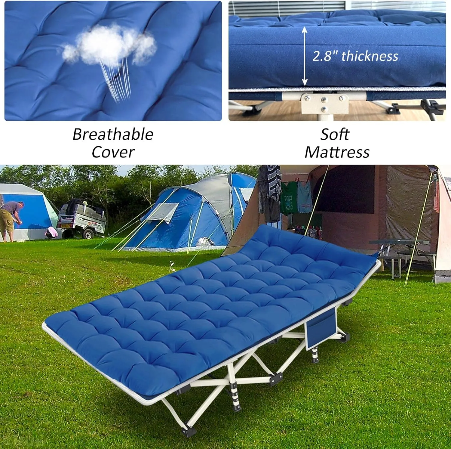 Camping Cot 2 Pack with Comfortable Mattress Cots for Sleeping with Pad Heavy Duty Camping Bed 2 Person Sleeping Cot Include Carry Bag Camping Cots for Adults Vacation Outdoor