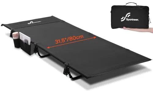Camping Cot 31.5’’ Extra Wide Compact Sleeping Cots with Side Pocket
