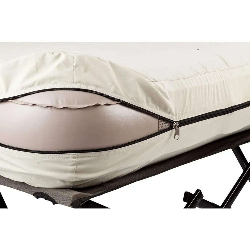 Camping Cot & Air Mattress Combo - Folding Camp Bed with Side Table and Battery-Operated Pump