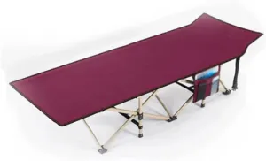Camping Cot Bed Portable and Easy to Store Folding Camping Cot, Sleeping Bed, Tent Cot, with Pillow, Carry Bag & Storage Bag, Extra Wide Sturdy Comfortable for Outdoor&Indoor (Color : Red)